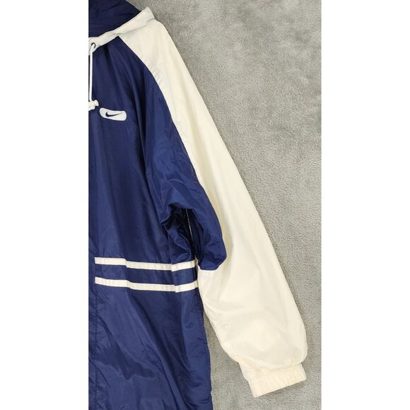 Nike Jacket Mens Medium Blue White Full Zip Hooded Windbreaker 90s Vintage - Picture 9 of 13